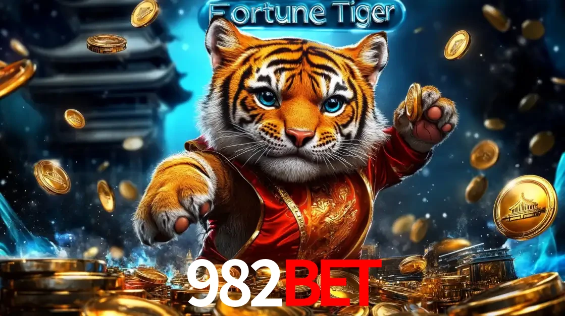 Imagem promocional do jogo de slot Fortune Tiger, com um tigre majestoso em traje tradicional cercado por uma fortuna em moedas de ouro, disponível agora no cassino 982BET.